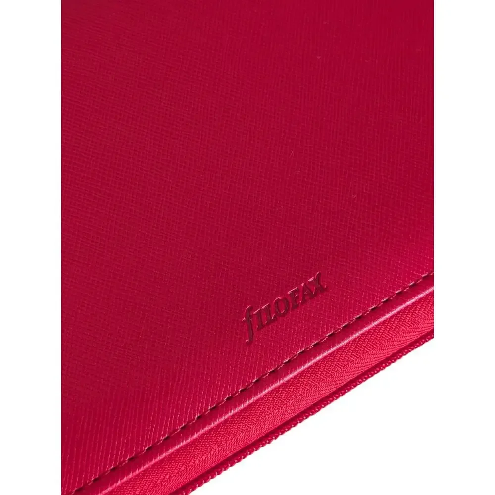 Filofax Red Saffiano Personal Compact Zip Organizer Leather Cash Budgeting